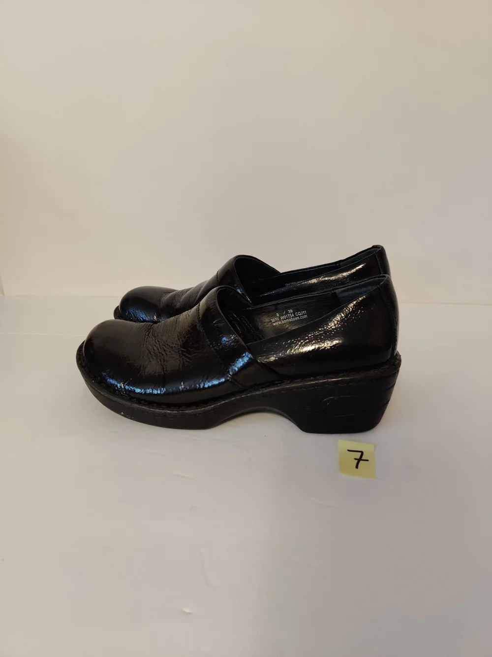 Born Handcrafted Black Patent Leather Slip-On Women's 8